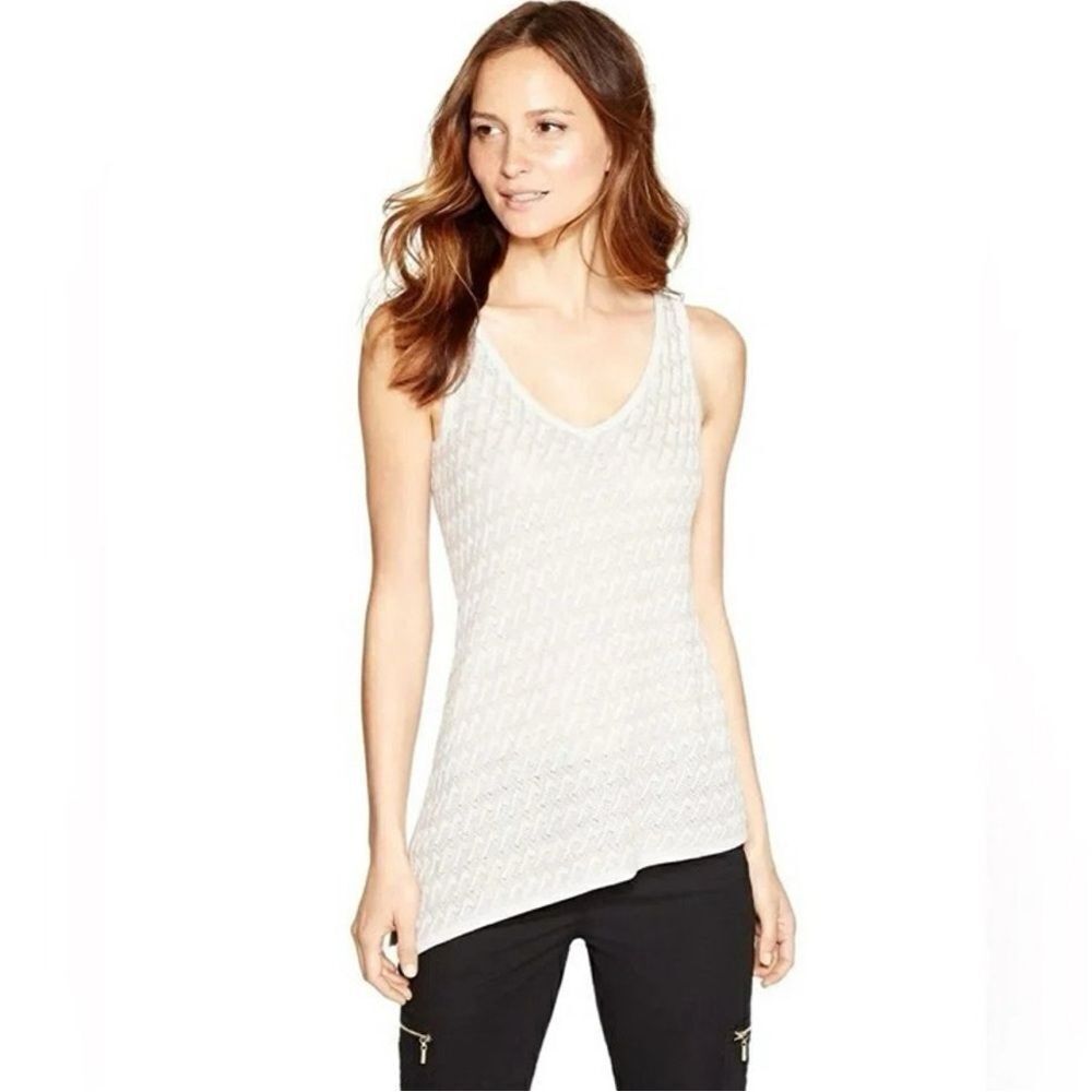 White House Black Market Asymmetrical Tank Top Gold Cream Medium